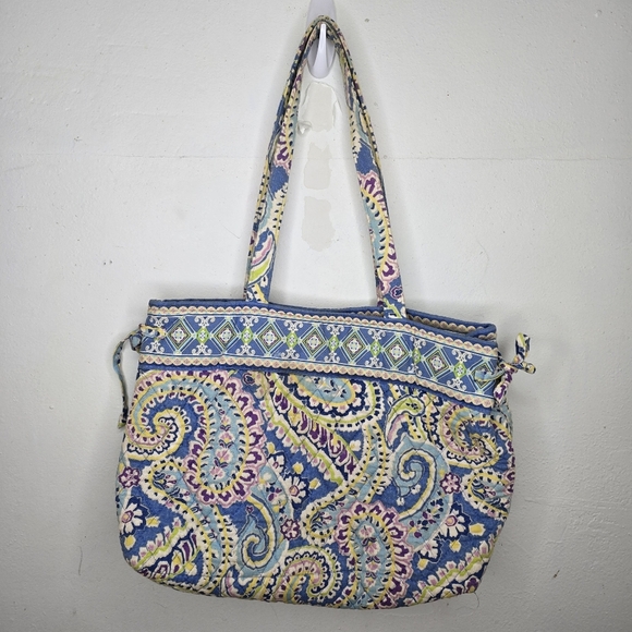 Vera Bradley Handbags - Vintage 00s Vera Bradley Capri Blue Paisley Tote Purse Shoulder Villager Medium